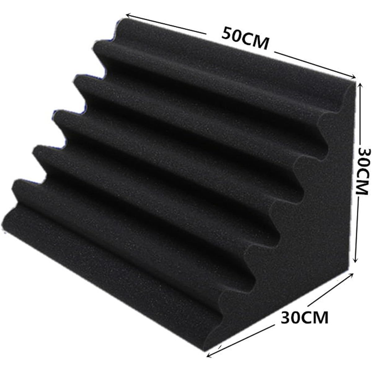 Black Bass Trap Soundproof Foam, Corner Sound Absorbing Cotton High Density Noise Reduction Acoustic Panel for Home Studio Sound Recording (Black 30*30*30CM) (Black 1 Set)