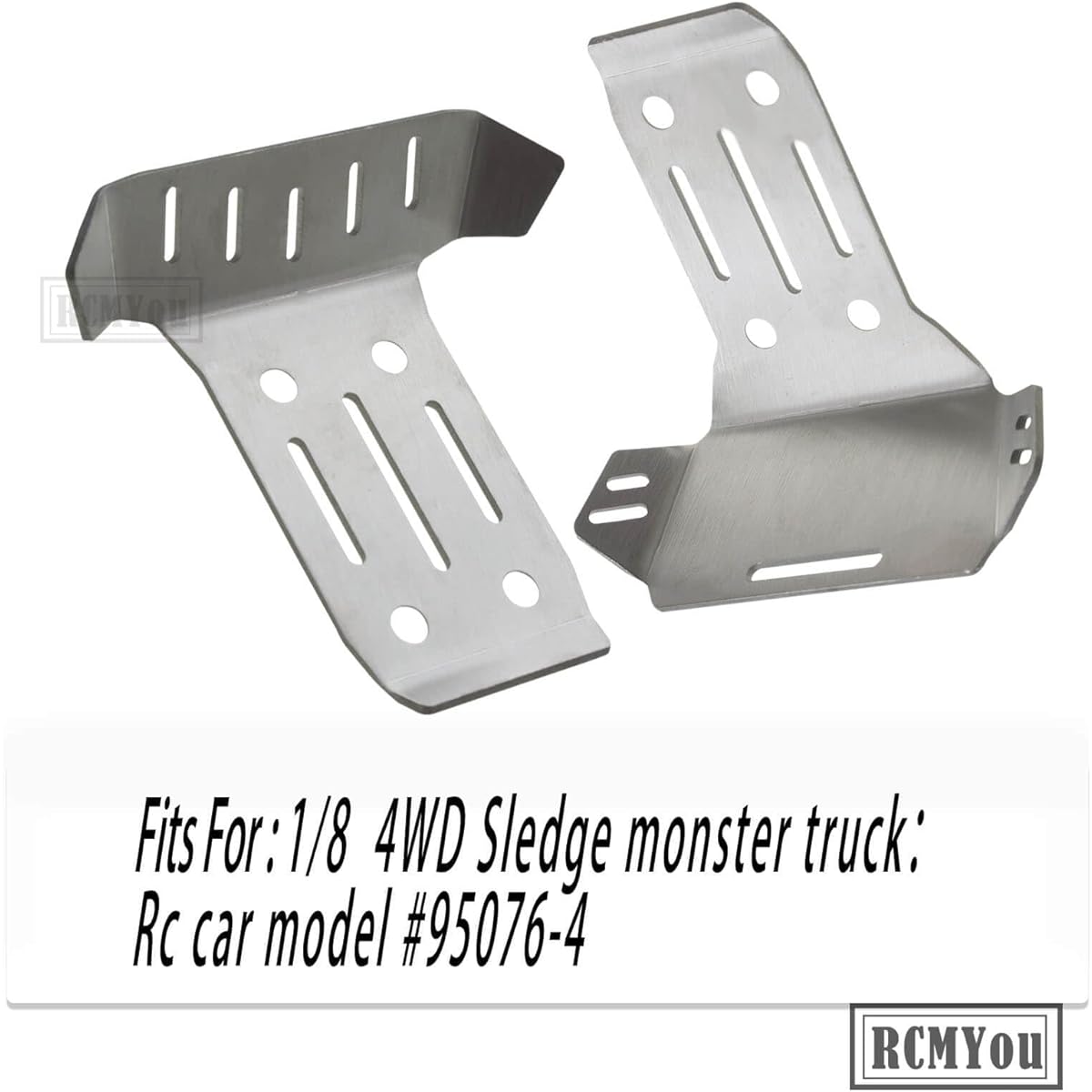 RCMYou Front Rear Chassis Armor Skid Plate Protector Guard Upgrade Parts for 1/8 Sledge 4WD #95076-4 RC Metal Front Chassis & Rear Chassis Hop-Up (Upgraded Version) Silver