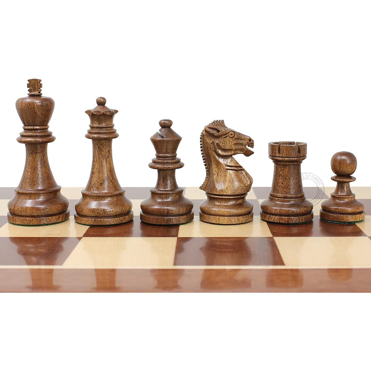 House of Chess - Grandmaster Stun Tournament Chess Set Pieces - King Size: 3-3/4" (Wide Base) + 2 Extra Queens - Acacia Wood/Boxwood