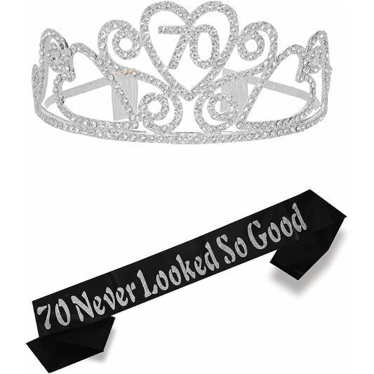 70th Birthday Party Decorations Kit - Happy Birthday Black, Banner 70 Gold Number Balloons, Gold, Black, Number 70, Perfect 70 Years Old Party Supplies Black 70-BD
