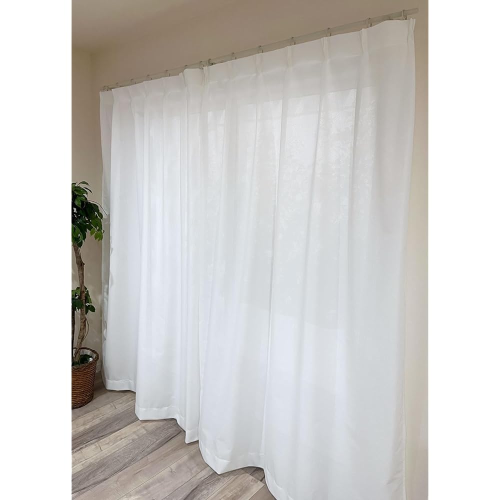 Made in Japan, antibacterial and deodorizing mirror lace curtains, Teijin Frontier Co., Ltd. Special Functional Yarn Ecolier, Plain Tone, Width 100cm x Length 228cm, White, Set of 2