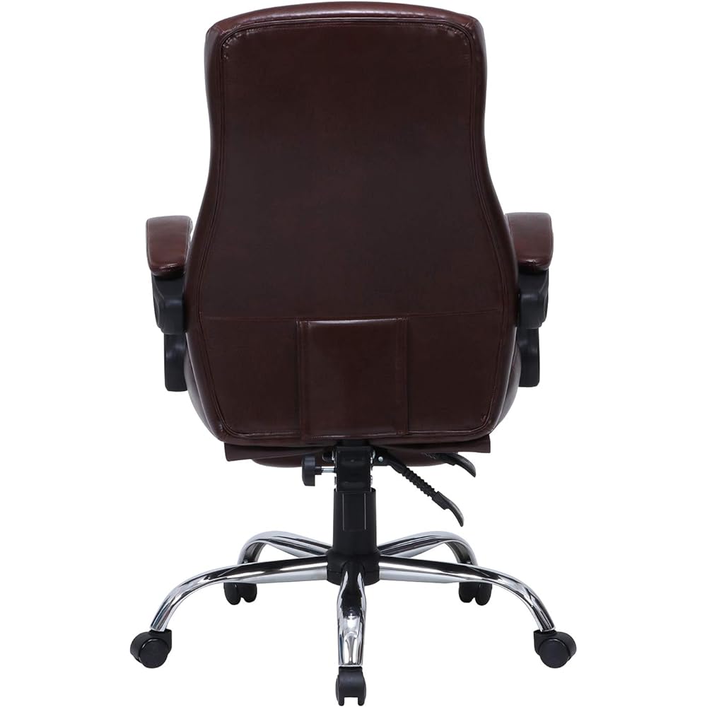 Fuji Boeki Office Chair Desk Chair Width 69.5 x Depth 63 x Height 105~113cm Brown with Ottoman Stepless Reclining Elevating Synthetic Leather Zex 15504