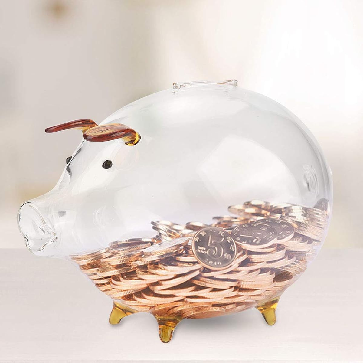 Big Pig Banks Clear Glass Money Box Glass Clear Glass Pig Coin Saver Money Box Piggy Bank Gift for Kids