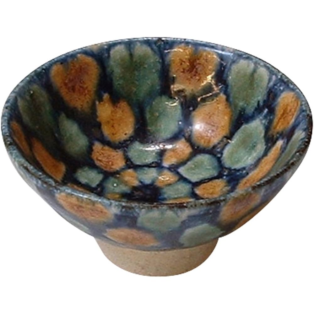 Kyoto ware Kiyomizu ware sake cup Shoami kiln Colored auspicious pattern GSR352