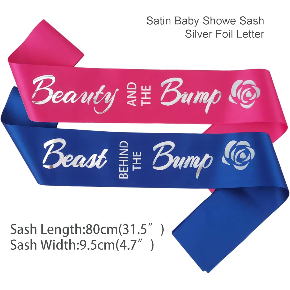 DEZARO Beauty and the Bump Sash for Baby Shower Hot Pink Mommy to Be Sash Baby Shower Party Gift Gender Reveal Decoration Favors for New Mothers