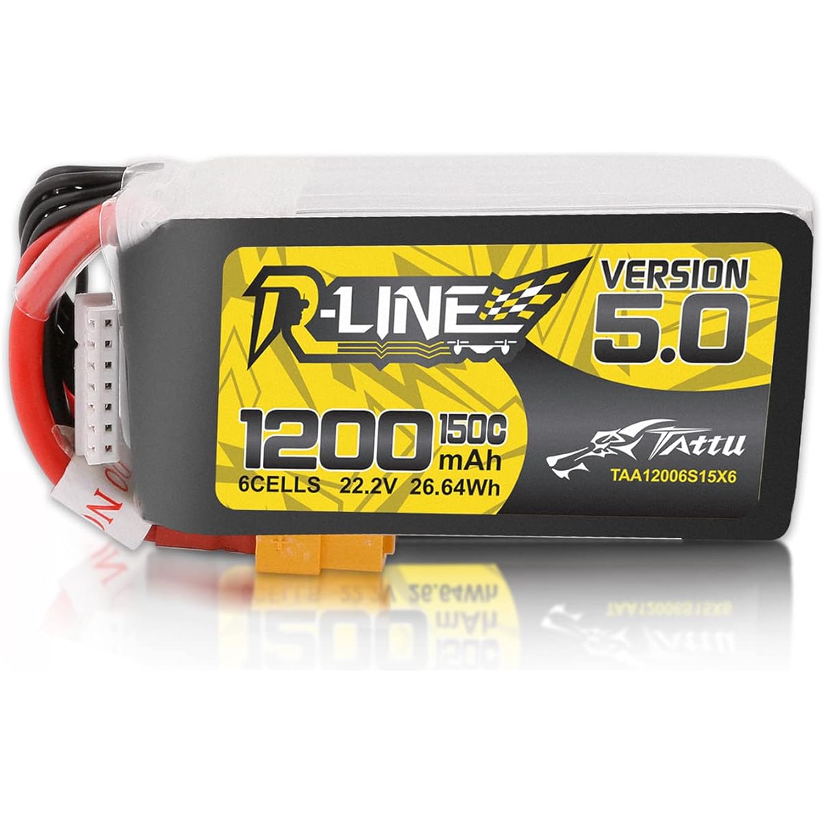 TATTU R-Line Version 5.0 6S Lipo Battery 22.2V 150C 1200mAh Lipo Battery Pack with XT60 Plug for Racing
