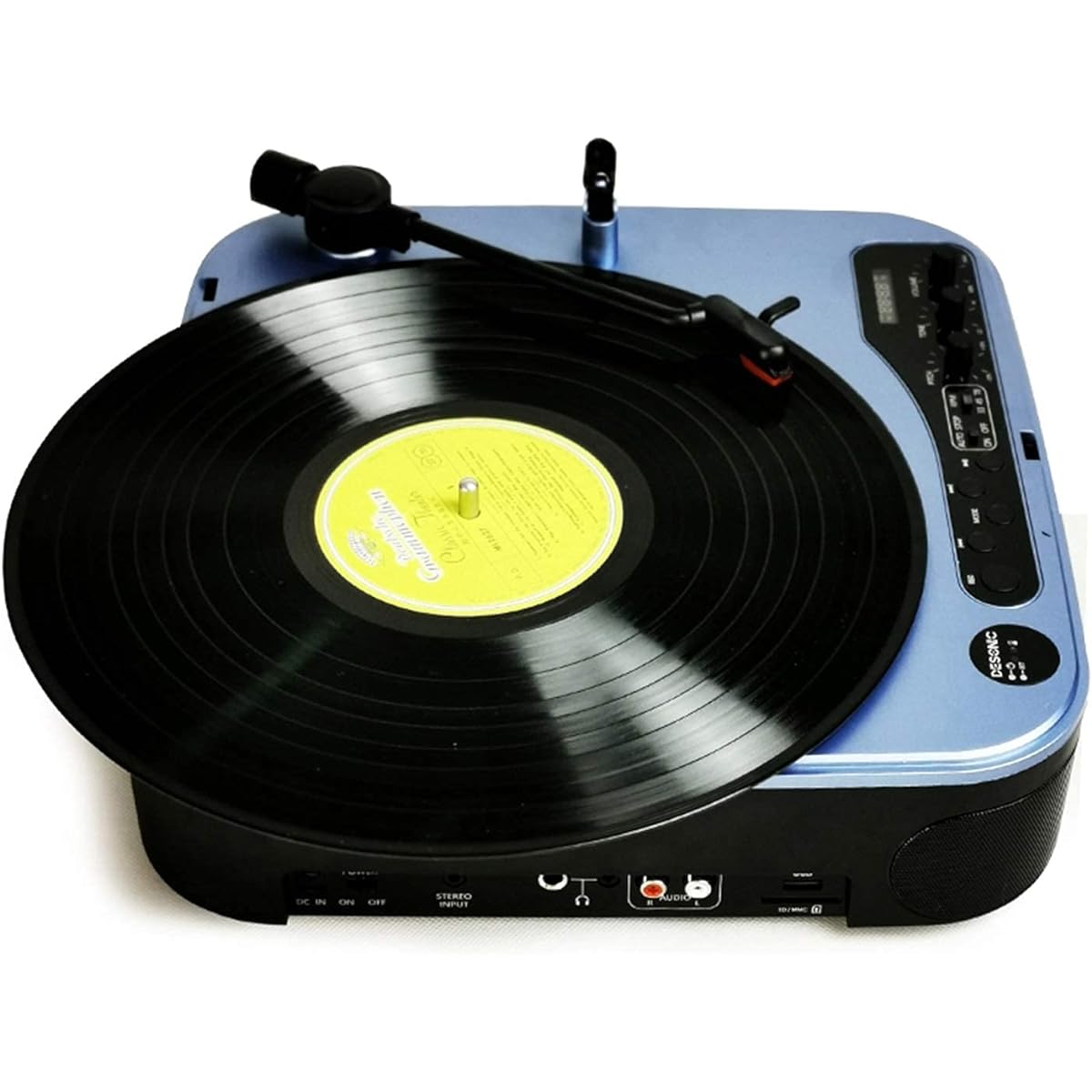 Vinyl Record Turntable, Turntable for Vinyl Records Record Player with Speaker Retro Design Portable Suitcase Blue Restaurant Music Playback Recorder