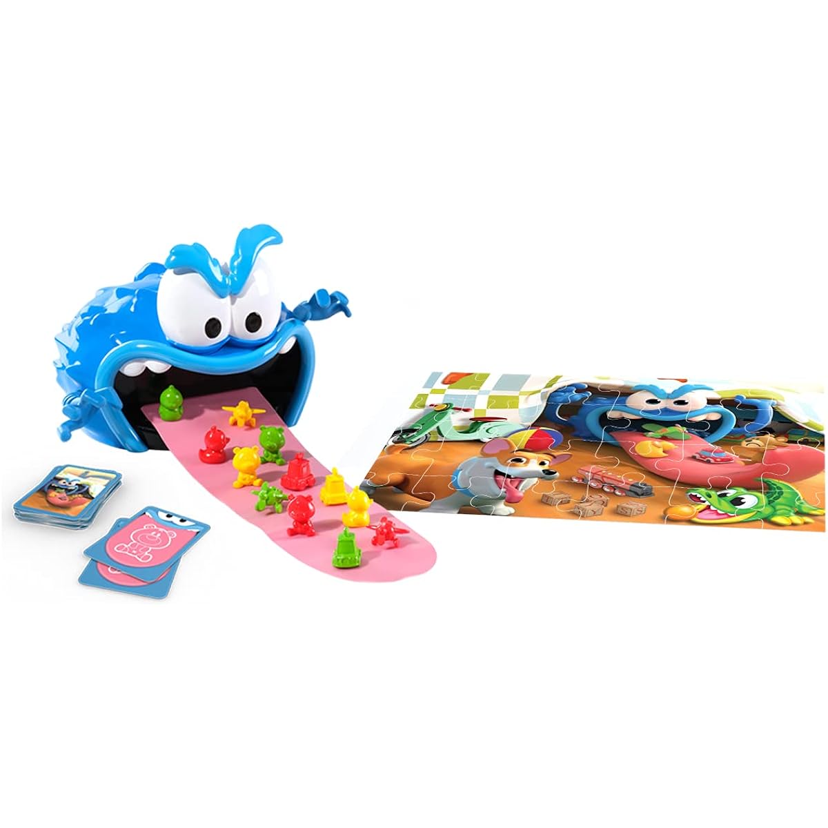 Gobble Monster Game - Save your toys from the monster's tongue before it's too late - Includes 24-piece puzzle of Goliath