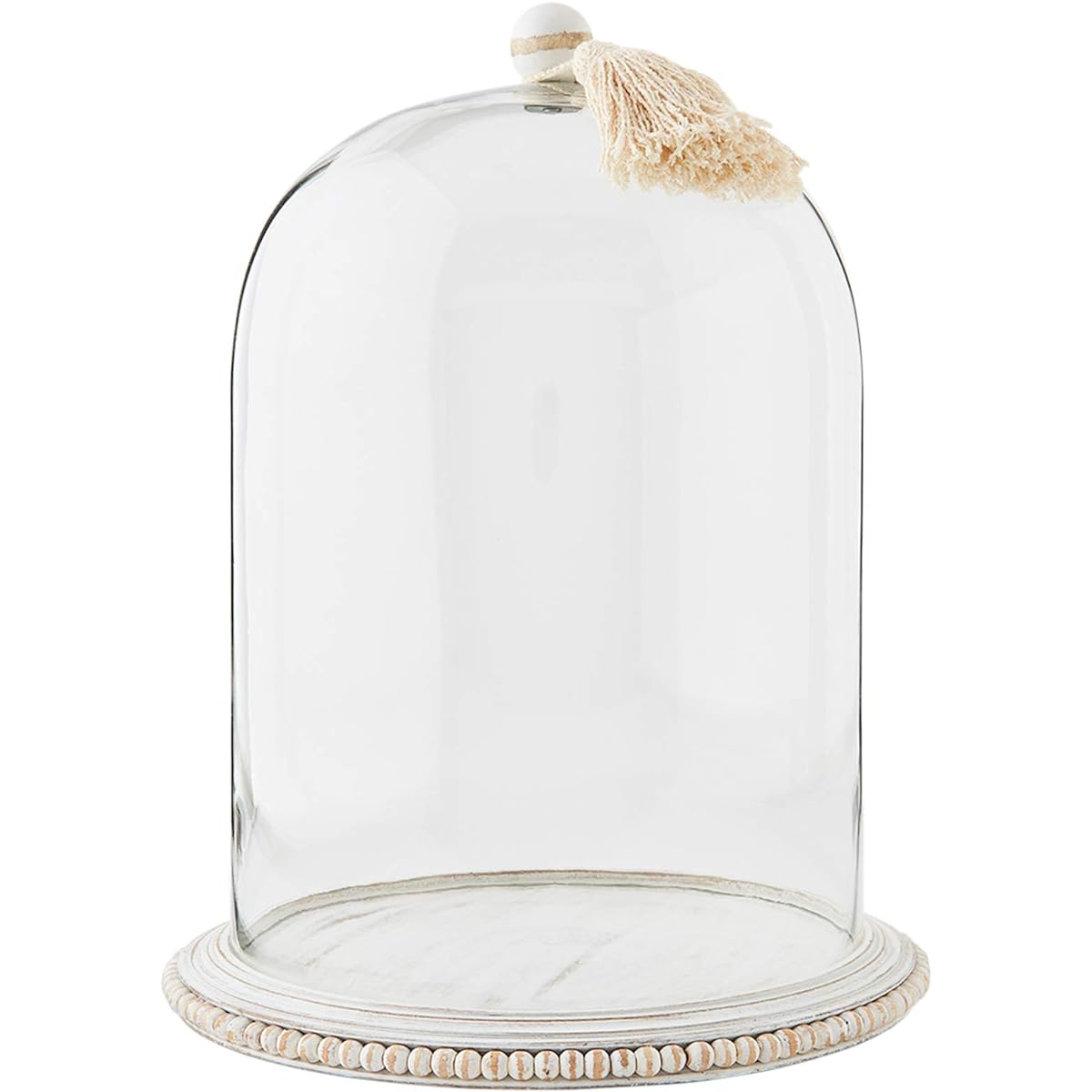 Mud Pie Large Bead Vase Decorative Cloche, White