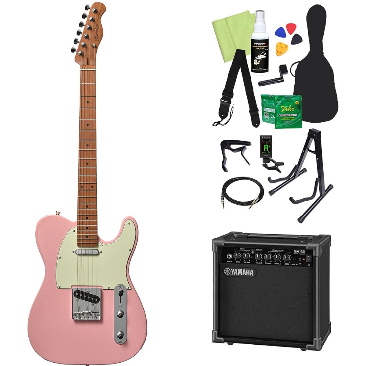 Bacchus BTE-1-RSM/M Electric Guitar Beginner 14-Piece Set [Includes GA15II] SLPK Telecaster Type Roasted Maple Neck Bacchus