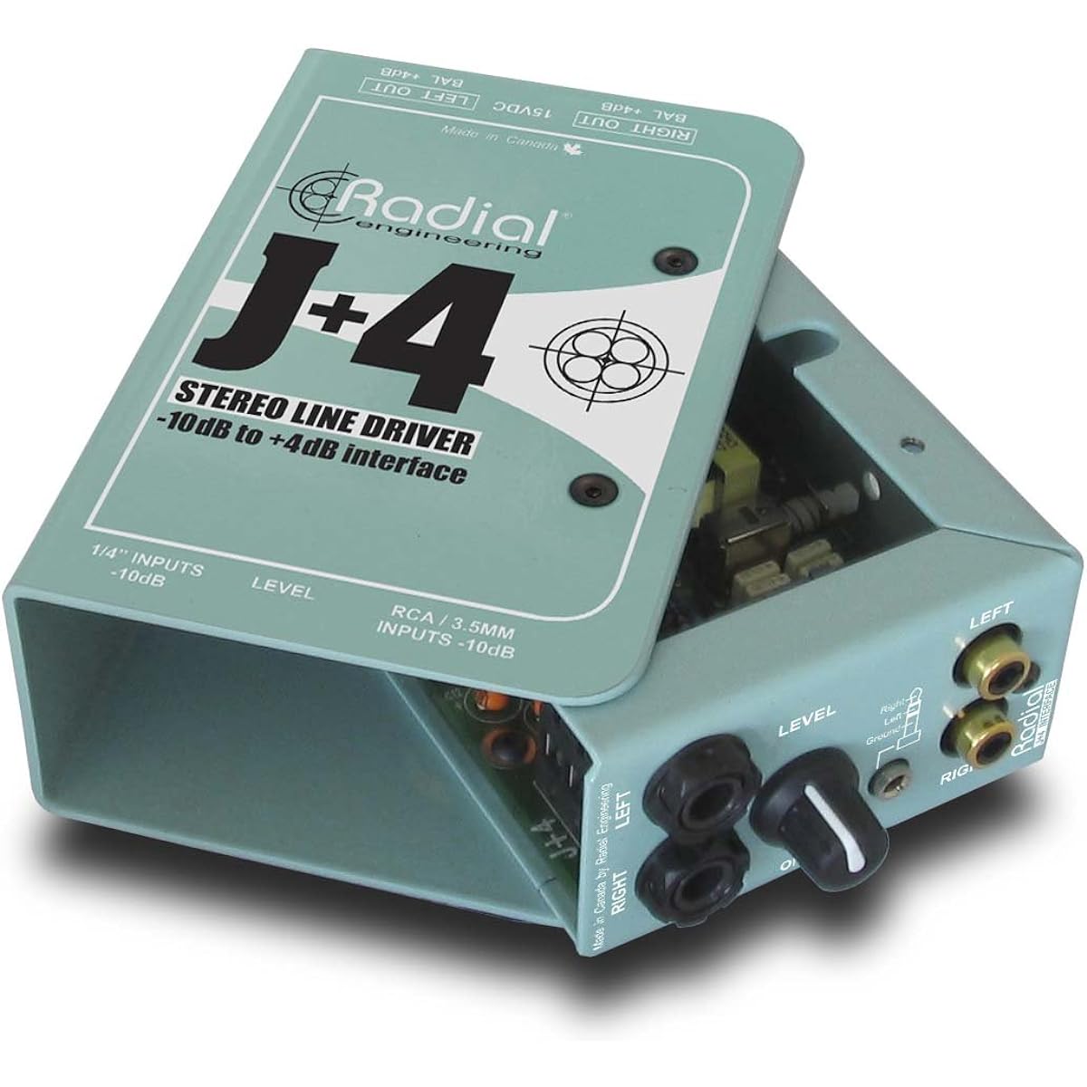 Radial J+4 Unbalanced -10dB to Balanced +4dB Stereo Converter [Officially Imported from Japan]