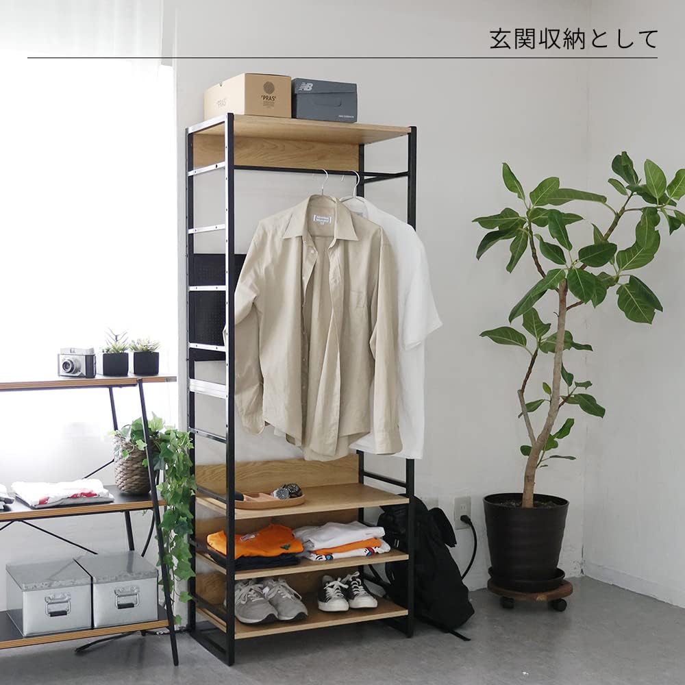 Open Rack Unit Rack Fleck Storage Rack Wood Grain Pattern Steel Combination Desk Rack Kitchen Storage Stylish Unique ILR-3603NA Natural