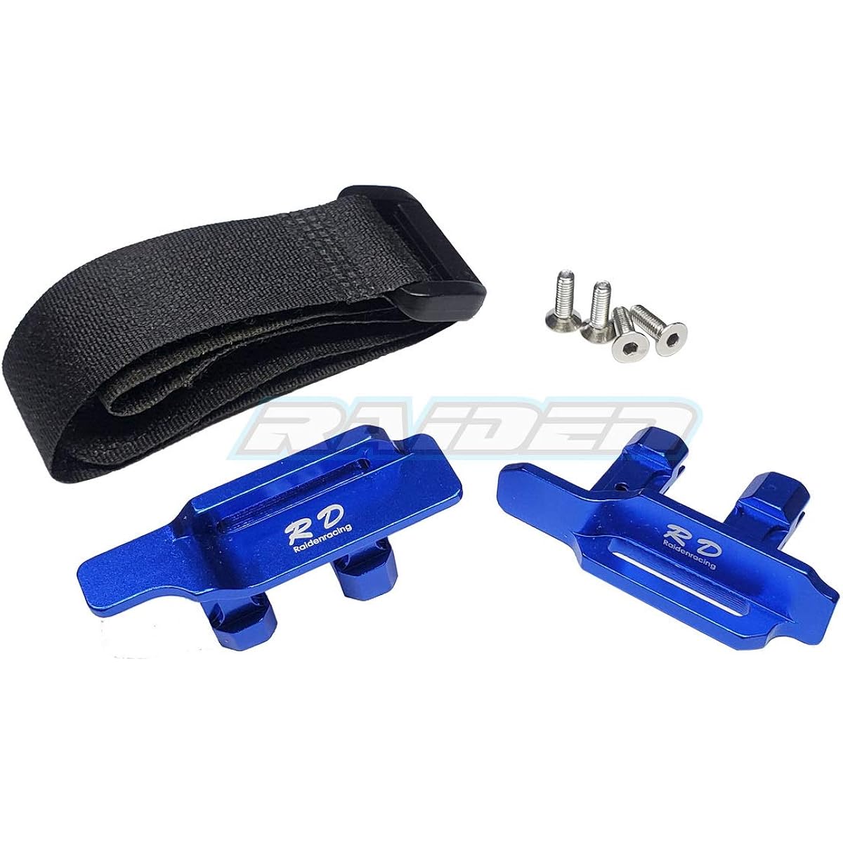 Raidenracing Aluminum Alloy 3S 4S Tall Battery Holder Mount Hold Down for Traxxas 1/10 New MAXX, Blue