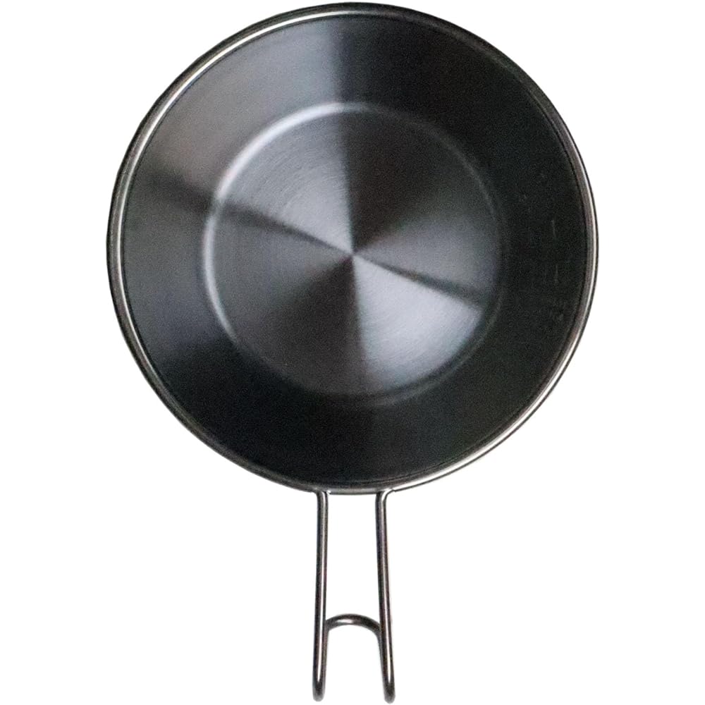 Seekdem Outdoor Stainless Steel Shella Cup Set of 4 with 2 Storage Bags Cup Measuring Cup Small Plate Serving Dish for Camping BBQ Solo Camping Group Camping etc. Dark Gray SD-SC01BK-4P