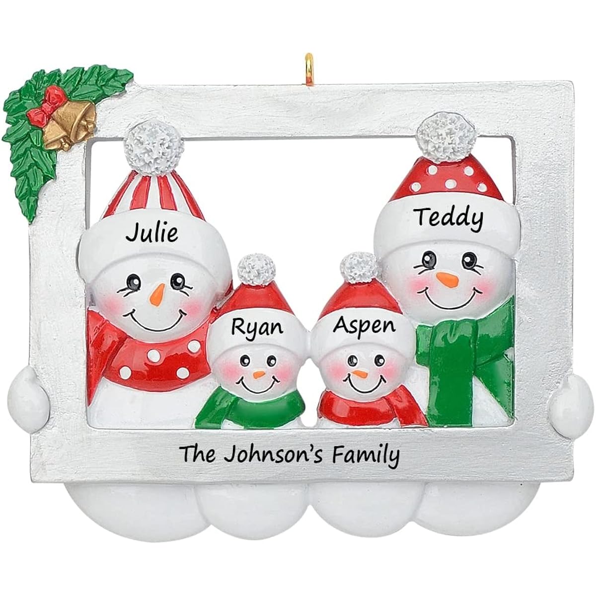 MAXORA Personalized Snowman Family Ornament - Snowman Family 4 Photos Perfect Christmas Ornament