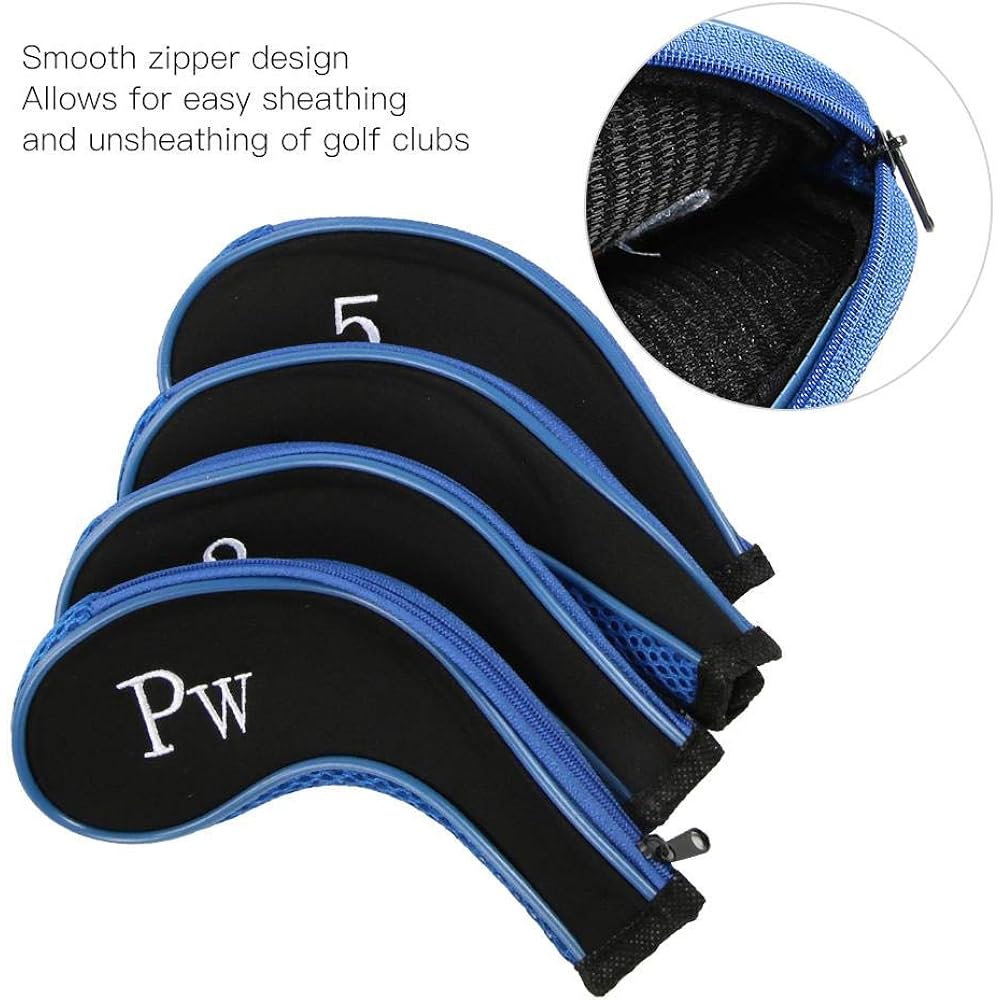 Golf Club Head Cover Golf Club Iron Head Cover 10 Pieces Neoprene Waterproof Wear-Resistant Golf Putter Protector Case Outdoor Golf Training Practice Accessories