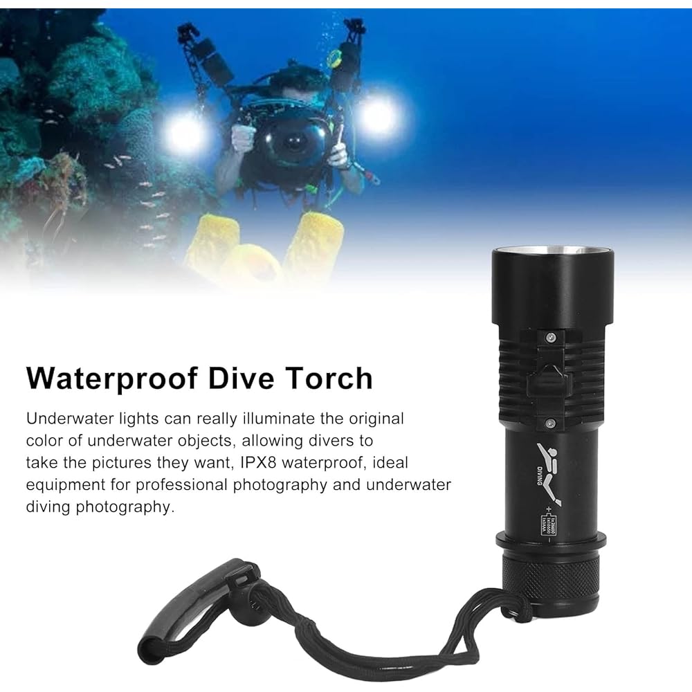 Diving Light, Magnetic Switch Waterproof Diving Torch Preservative IPX8 Waterproof 5000LM Brightness Underwater Auxiliary Light for Diving
