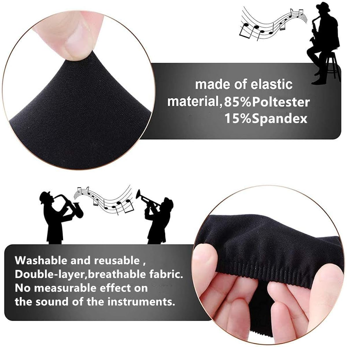 KYT Music Instruments Bell Cover Trumpet Alto Saxophone Bell Cover 5" Washable Reusable 2 Layer Bell Cover for Trumpet Alto Saxophone Bass Clarinet Cornet