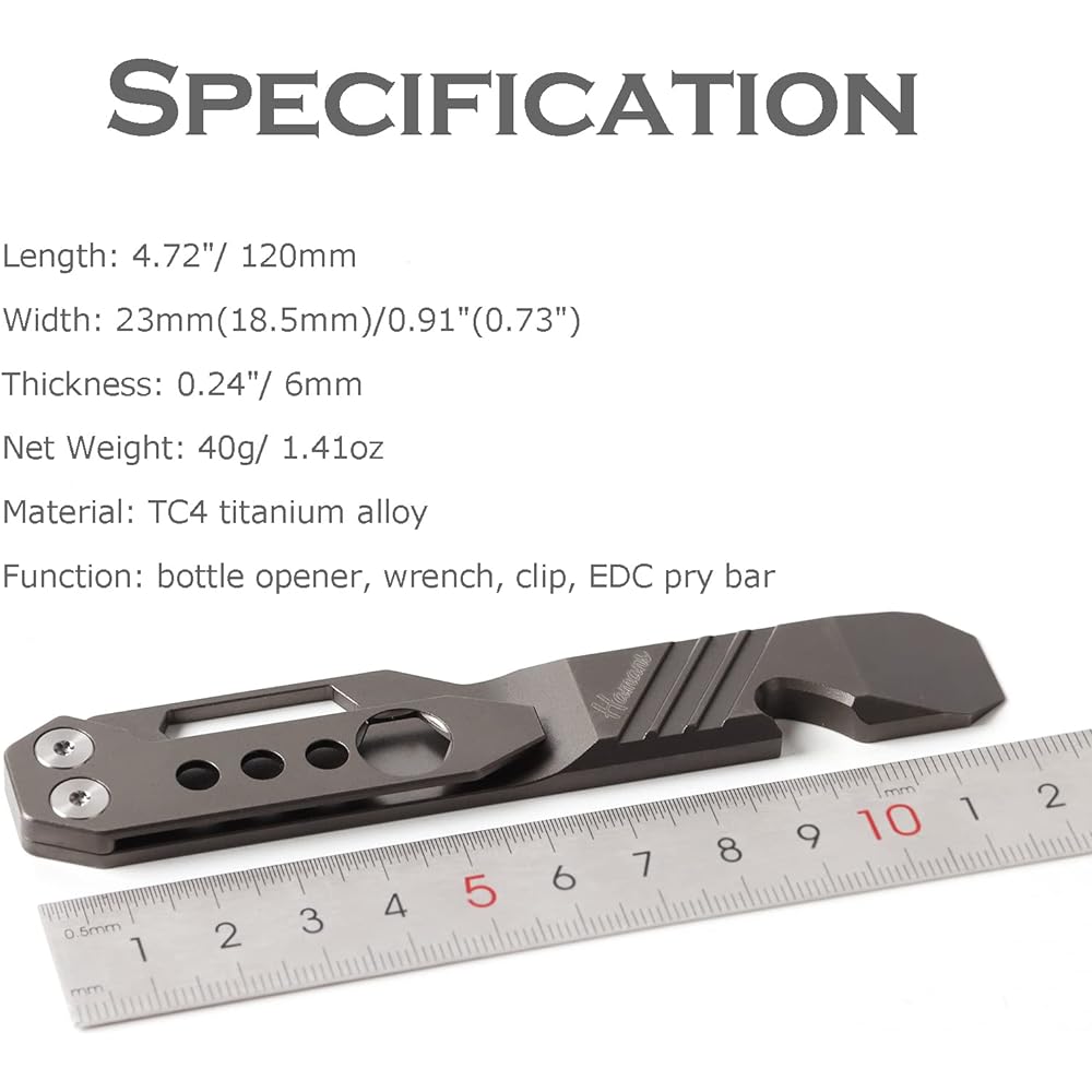Hamans Titanium EDC crowbar, EDC crowbar, EDC key chain, crowbar, mini crowbar opener pocket holder, multifunctional tool with carrying bag