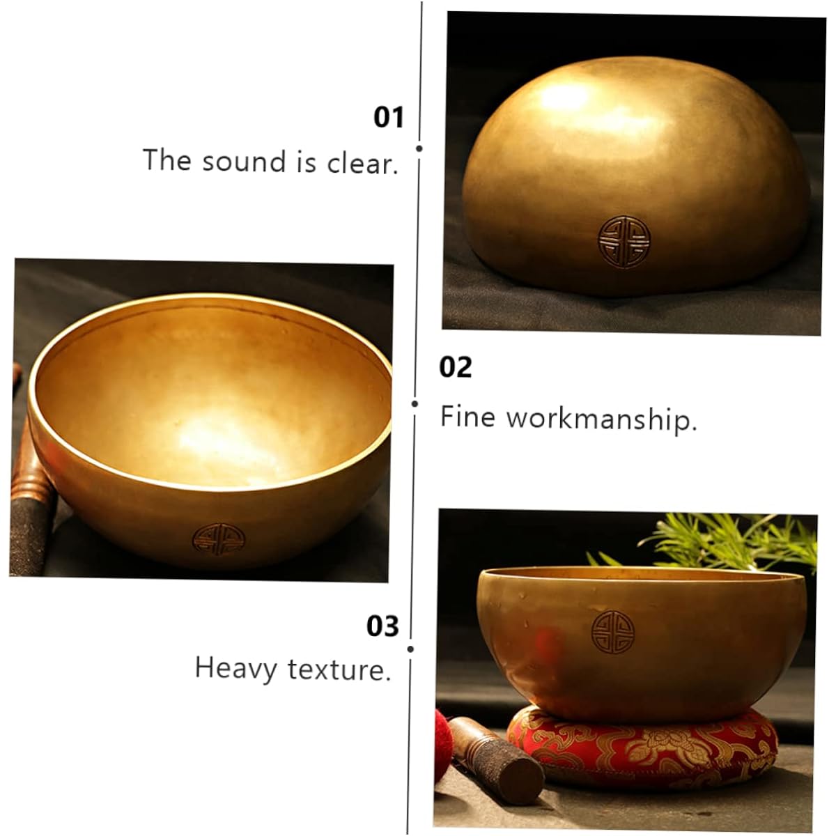 SWOOMEY 1 Set Handmade Singing Bowl Nepal Antique Singing Bowl Meditation Bowl Buddha Sound Bowl Rubber Brake Vacuum Tibetan Bowl Kit Singing