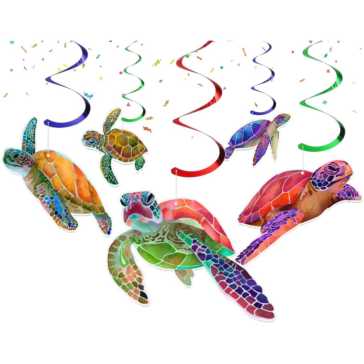 Turtle Swirl for Kids | Turtle Swirl | Dangling Streamer Swirl Under the Sea for Baby Shower | Ocean Theme Birthday Party Supplies