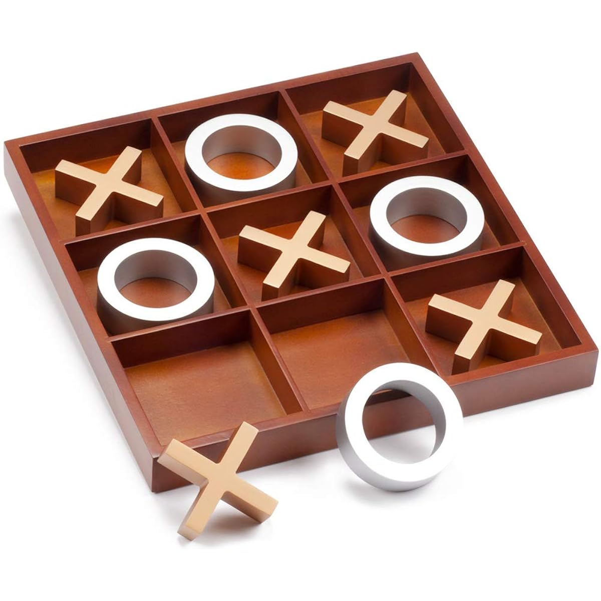 GSE 14" Giant Wooden Tic-Tac-Toe Game Set, Classic Family Travel Board Game for Kids and Adults, Perfect for Office, Living Room, Guest Room, Coffee Table Decorative Game