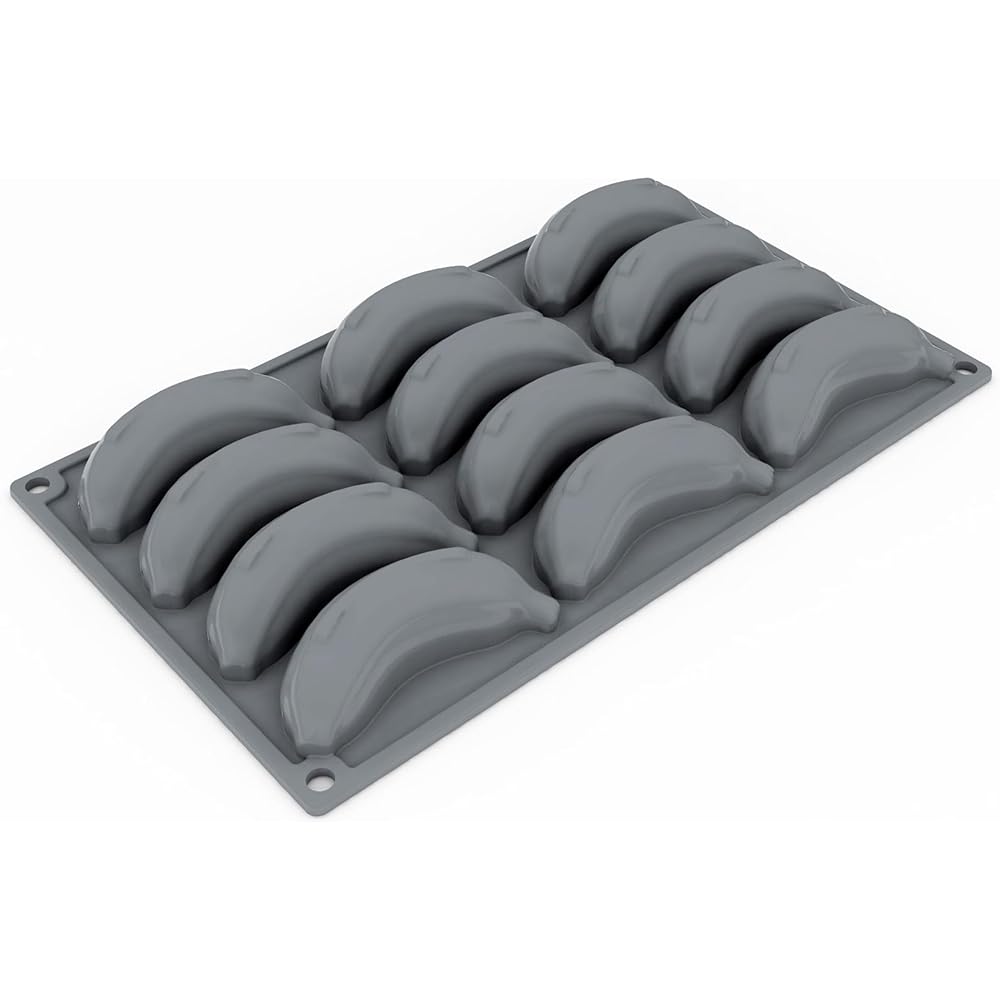 PAVONI ITALIA [Authorized Product] Glamand Baby Banana 12 Pieces Platinum Silicone Mold Confectionery Supplies Chocolate Mold Candy Mold Decoration Oven Microwave Dishwasher Safe Freezer Refrigerator GG035