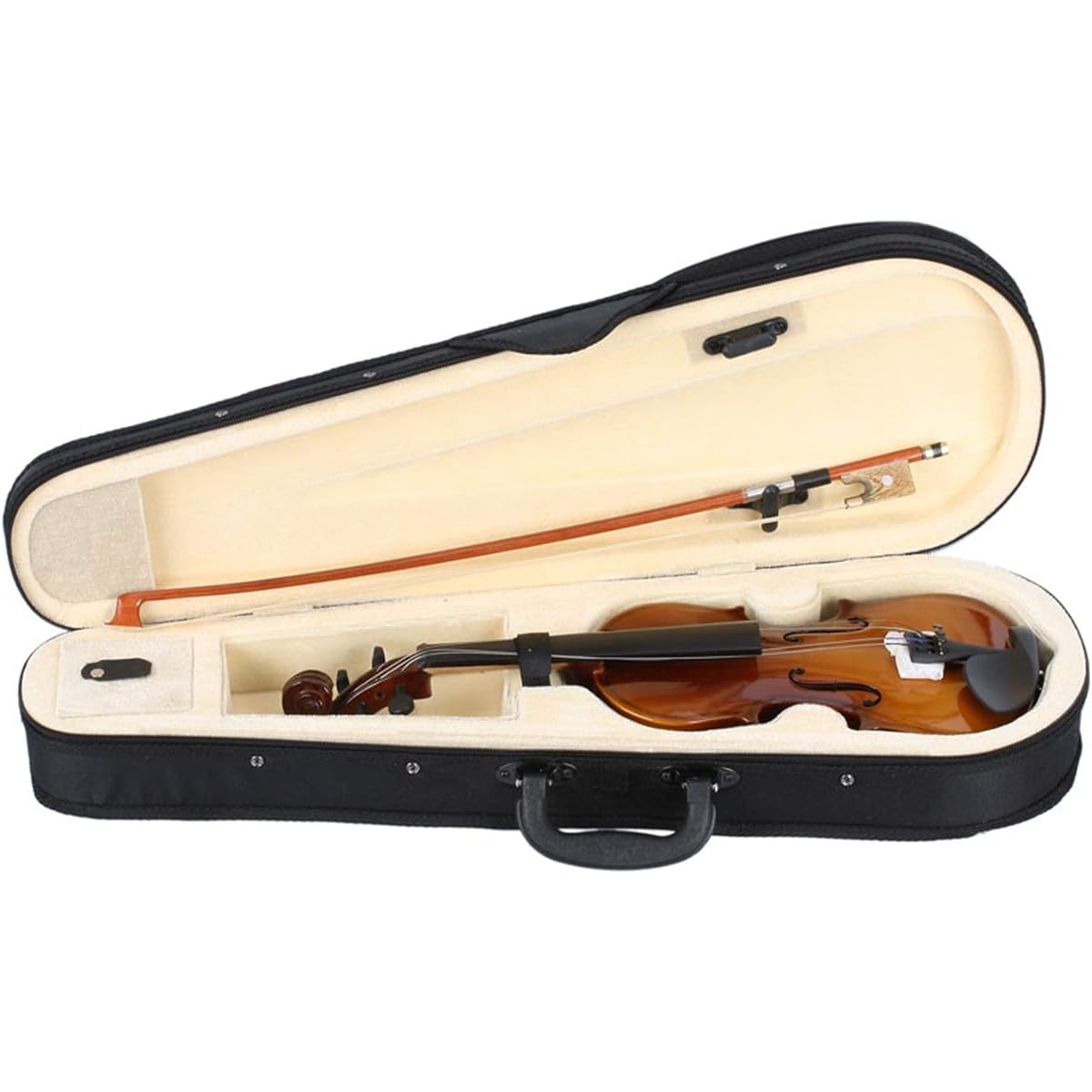 1/8 Acoustic Violin Set Solid Wood Violin Starter Kit with Case Bow Rosin for Children Beginners Natural