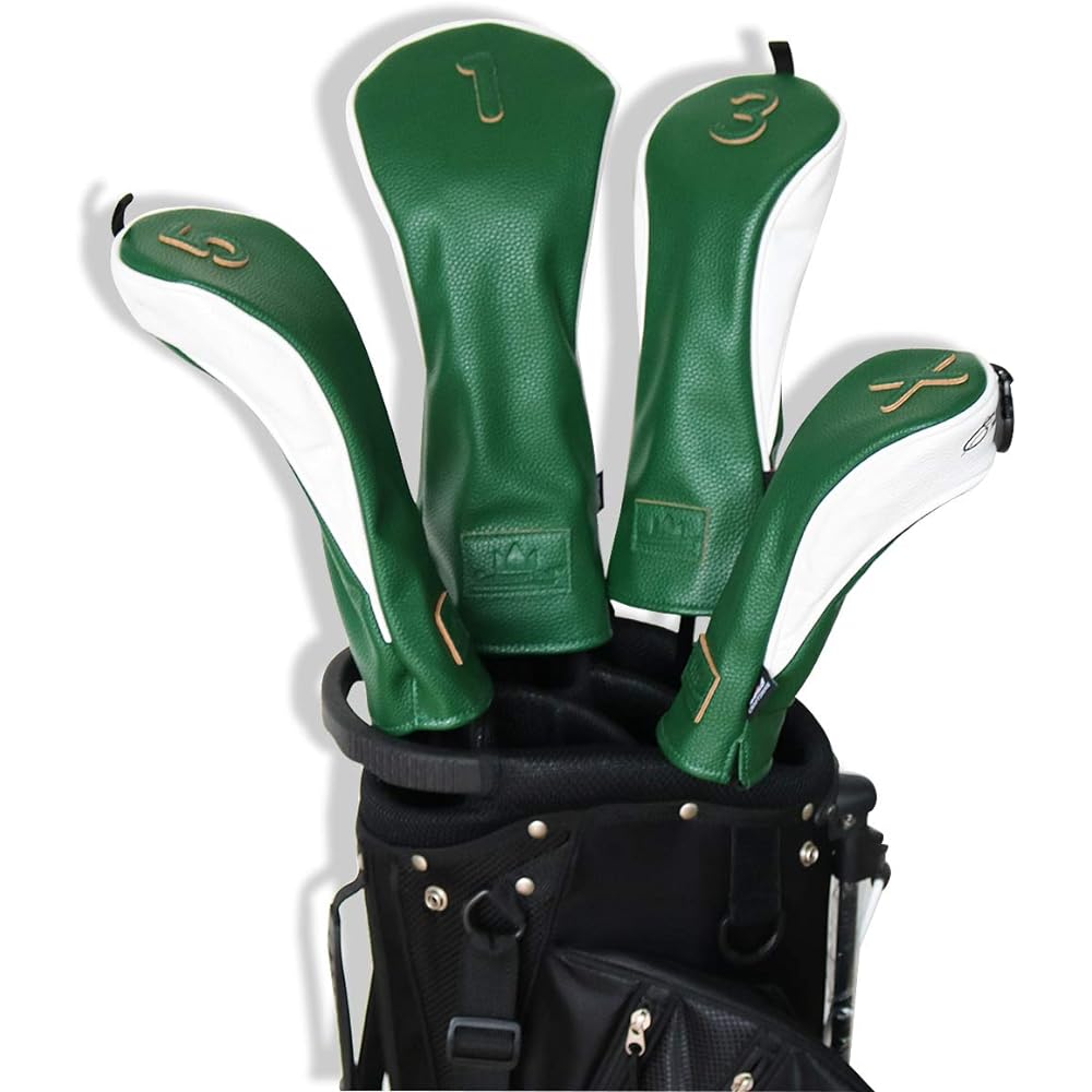 CRAFTSMAN Golf head cover for hybrid, utility compatible, with number tag (number tag: 2, 3, 4, 5, 6, UT), wood cover, club cover, three-piece design, synthetic leather (PU), sold separately (green)
