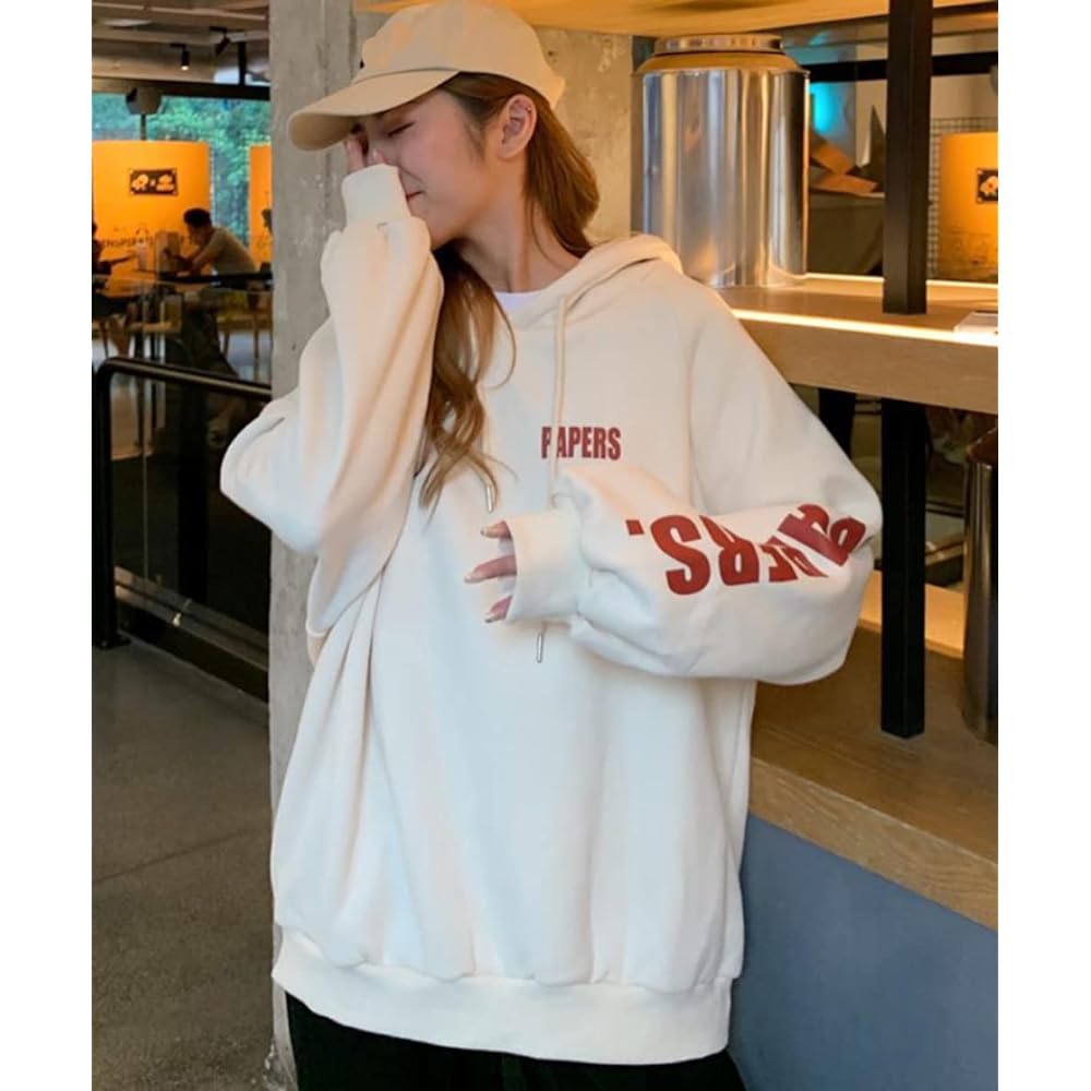 [MMTYRM] Women's Hoodie, Loose, Sweatshirt, Hoodie, Long Sleeve, Korean Sweatshirt, Hoodie, Oversized Hoodie, Hooded, Casual Top, Stylish, Thin, Autumn, Winter, Parka