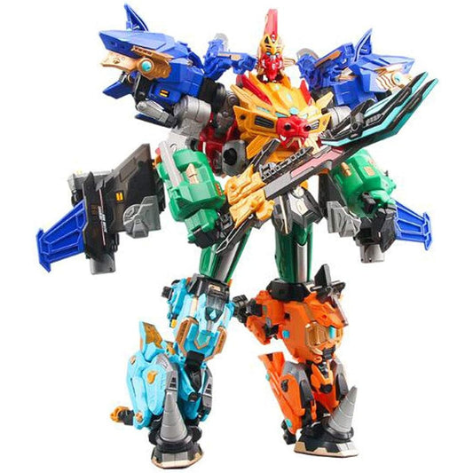 Transformable Toy Robot DISON Upgraded Version of God Beast Martial King Transforms into Over 10 Types, Set of 5 (Color in Picture)