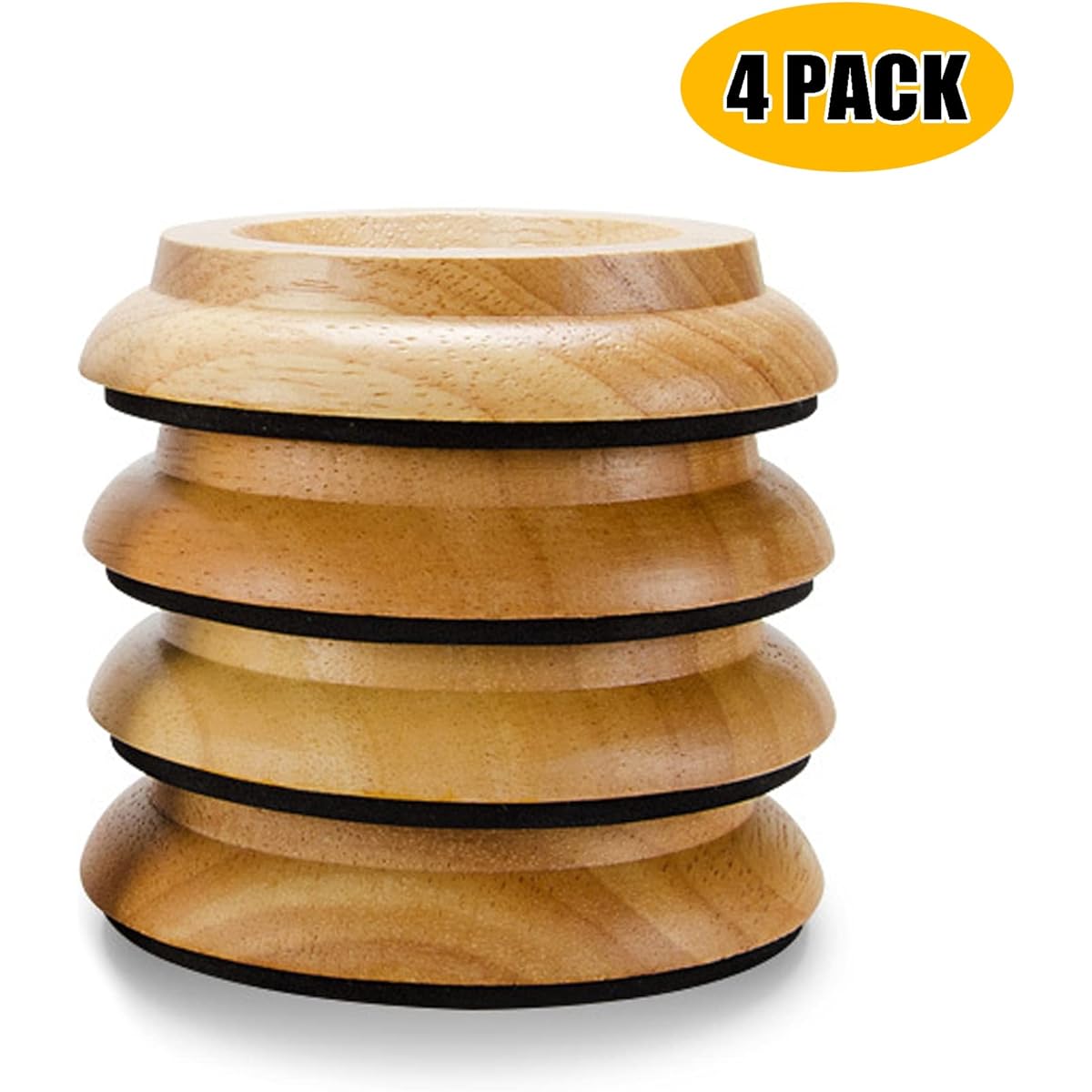 ICEFREE Wooden Piano Caster Cups for Upright or Grand Piano, Easy Slide Hardwood Floor Protectors for Pianos, Beds, Furniture, Standard Size, Set of 4