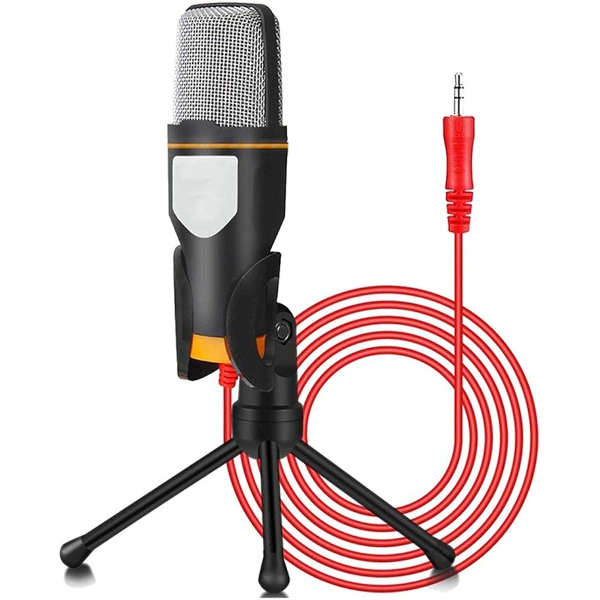 Microphone Stand, Professional 3.5mm Jack Recording Condenser Microphone Compatible with PC, Laptop Phone