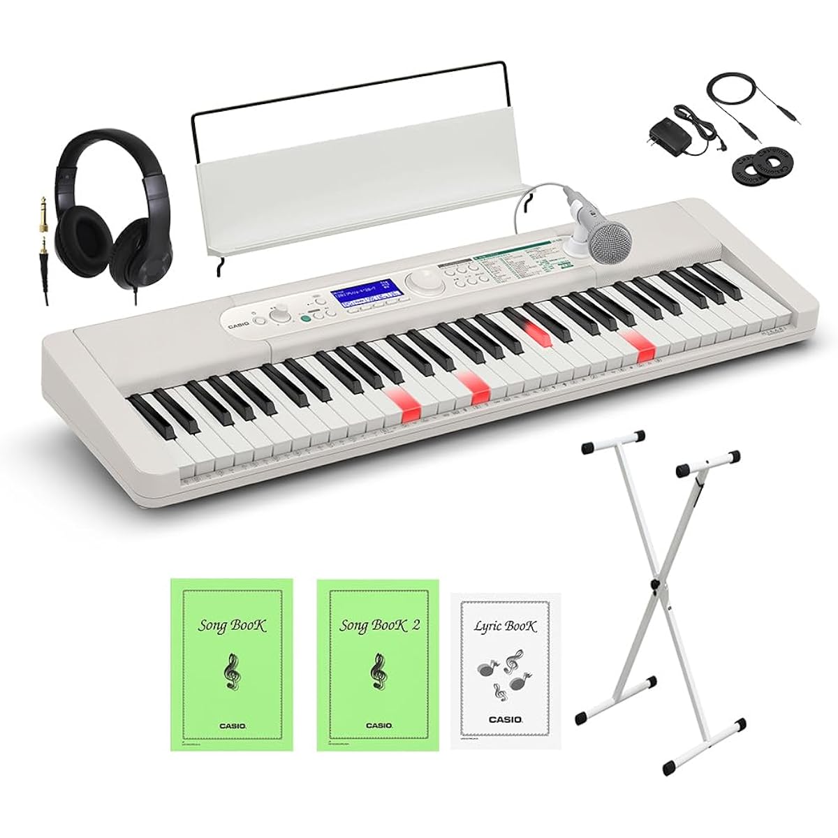 CASIO LK-530 White Stand and Headphone Set Casio