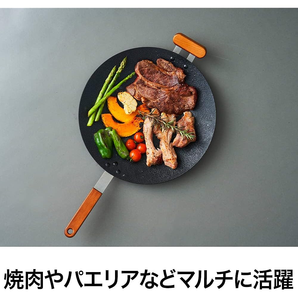 Doshisha Multi Griddle Pan 34cm For Gas Fire Only Non-Stick BBQ Outdoor Camping Frying Pan Iron Plate