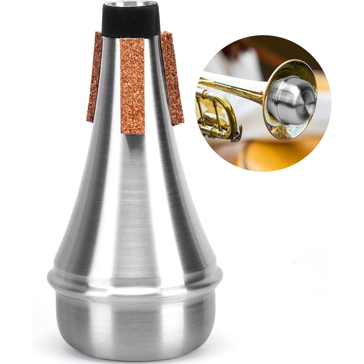 Hofeztey Trumpet Mute, Lightweight Aluminum Straight Mute Trumpet, Trumpet Silencer for Jazz & Classical, Practice Mute Trumpet, Mini Trumpet Mute for Beginners and Students