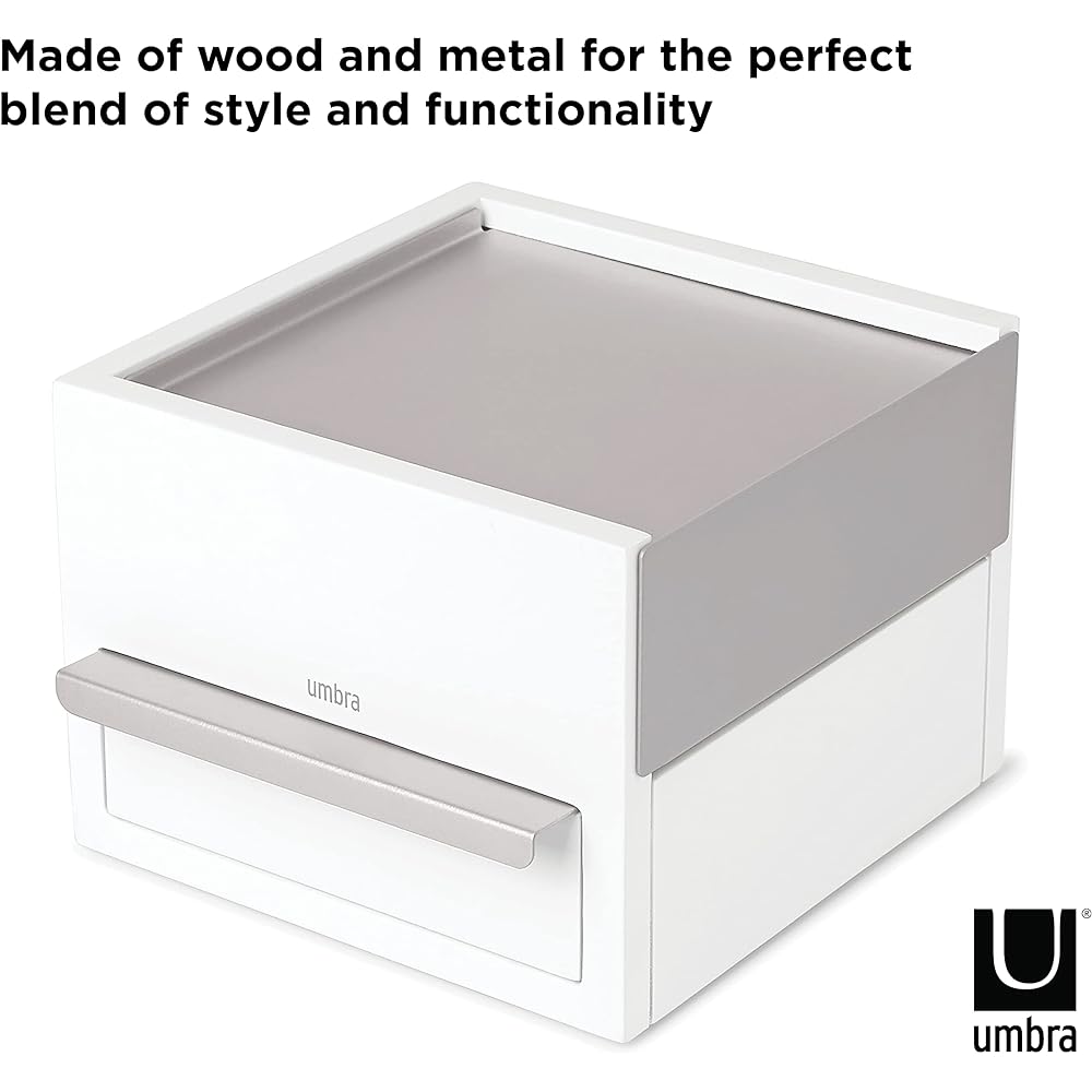 umbra Jewelry Storage Jewelry Box Case Accessory Storage White/Nickel Mini STOWIT 21005314760