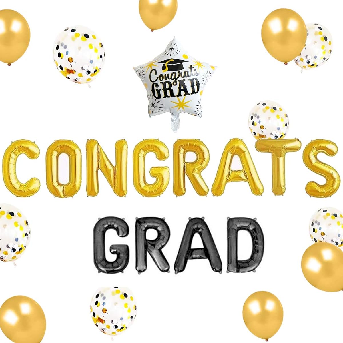 Geloar Congrats Grad Balloons Graduation Party Decorations 2021 Graduating Class Congratulations Kindergarten Elementary School University Doctoral (Gold)