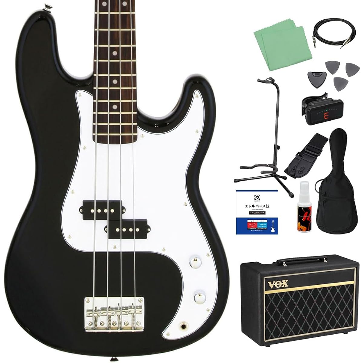 LEGEND LPB-Z Black Bass Beginner 12-piece Set [With VOX Amplifier] Precision Bass Type Legend
