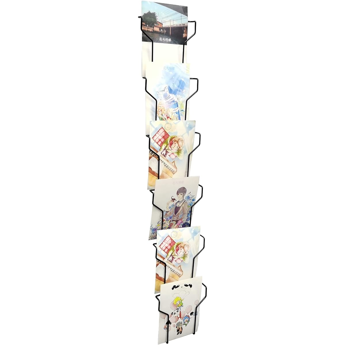 FixtureDisplays® Wall Mount 5 x 7 inch 5.8 inch Pocket Vertical Portrait Width Greeting Card Postcard Display Wire Rack Black 11716-NPF