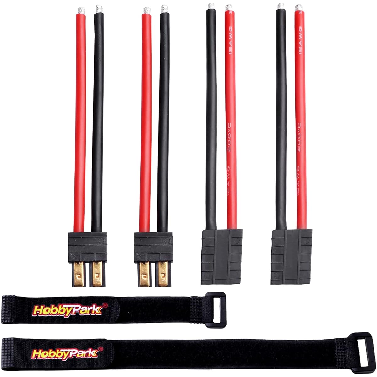 Hobbypark RC Battery Adapter Connector Male & Female 12AWG 12 Gauge Silicone Cable Wire Extension Lead for Traxxas TRX