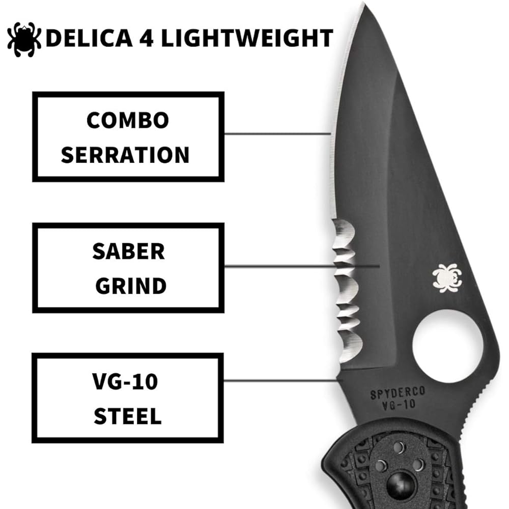 Spyderco Delica 4 Titanium Coated Half Wave Blade C11PSBBK