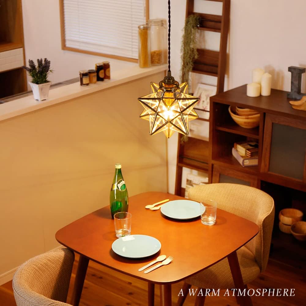 Cerdeco Fantastic Star Silhouette Pendant Light Ceiling Lighting Hanging Light Atmospheric Shadow 1 Light Brass & Glass Interior Lighting Indirect Lighting Easy Luxury Star Shape Hanging Ceiling (Clear Glass) PDT45
