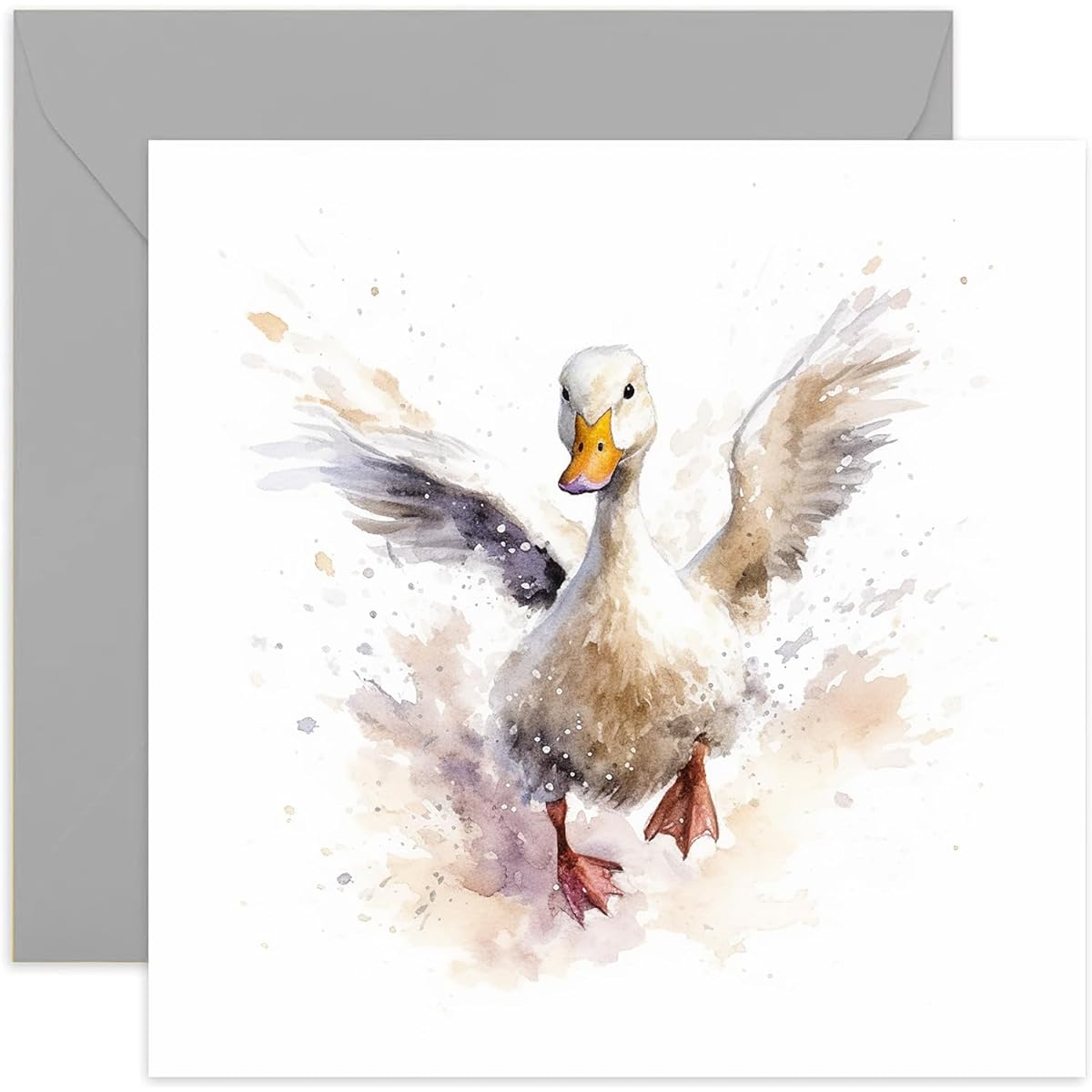 Old English Co. Watercolor Duck Greeting Card for Birthday - Cute Birthday Card for Mom, Nan, Sister, Her - Wildlife Art Card Thank You for Thinking of You Just Because | Blank Inner Envelope