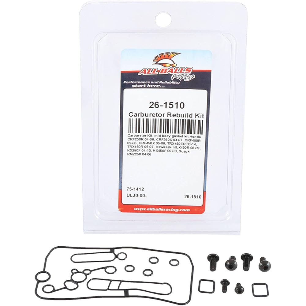 All Balls Racing Carburetor Kit Mid Body Gasket Kit 26-1510 Honda CRF250R 2004-2006 CRF450R 2002-2006 CRF450X 2005-2006 TRX450ER 2006-2014
