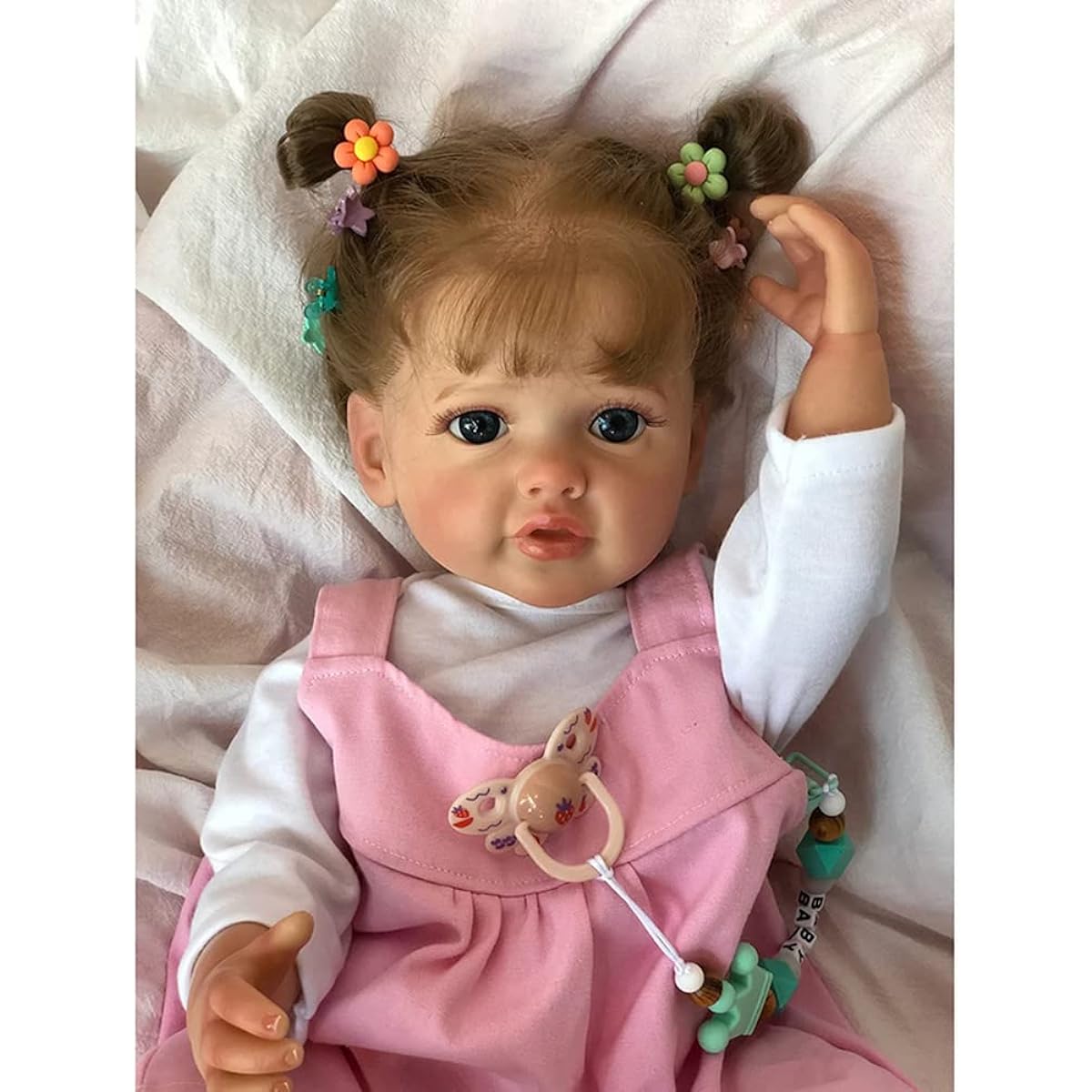 Lonian 55CM Full Body Silicone Waterproof Toddler Girl Doll Princess Realistic Soft Touch (Brown eyes)