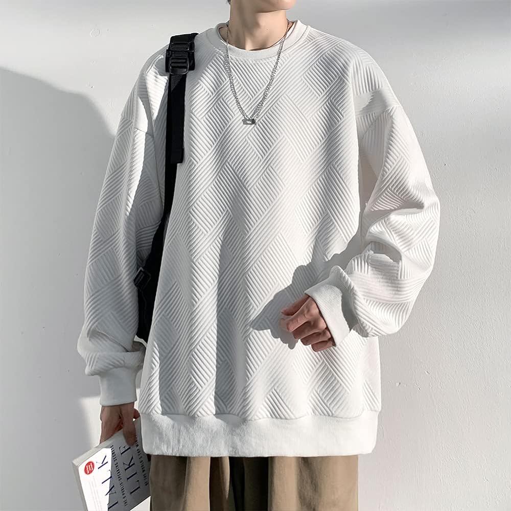 [Anzn] Sweatshirt, Men's Parka, Men's Autumn Clothing, Long Sleeve, Plain T-shirt, Cool, Large Size, Casual, Loose, Stylish, Leisure, Soft Top, Spring, Autumn, Winter Clothes