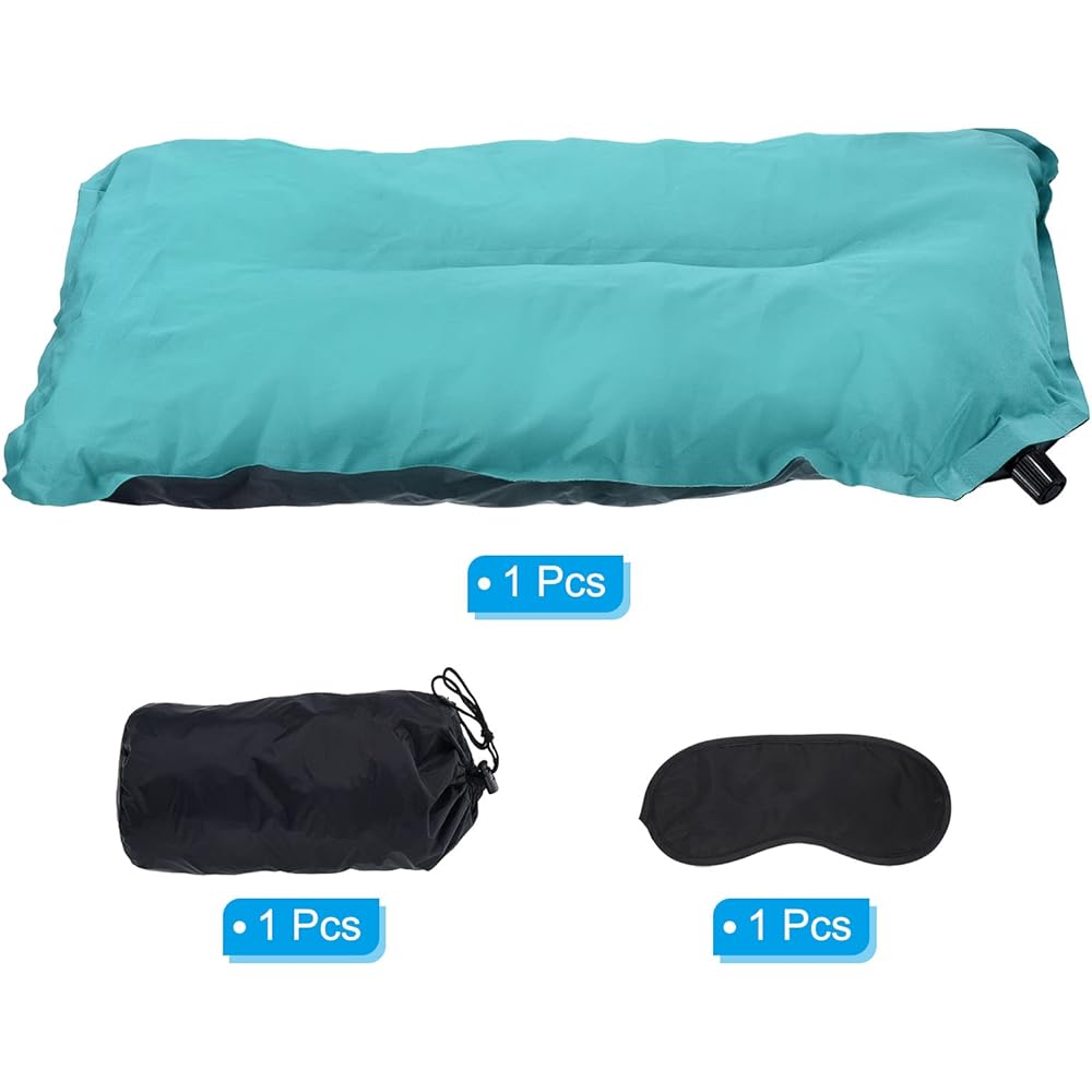 PATIKIL Inflatable Pillow 43 x 32 cm Ultralight Camping Travel Pillow Desk Rest Cushion Storage Pouch with Eye Masking for Hiking Backpacking Blue