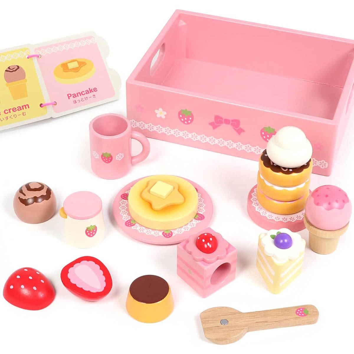 Mother Garden Play House Wooden Toy for 1.5 Years and Up First Sweet Cafe Ribbon [Educational Toy 18 Months Magnet Wooden Wooden Play Set Toy Baby Fingertip Play Toy Makes Sound]