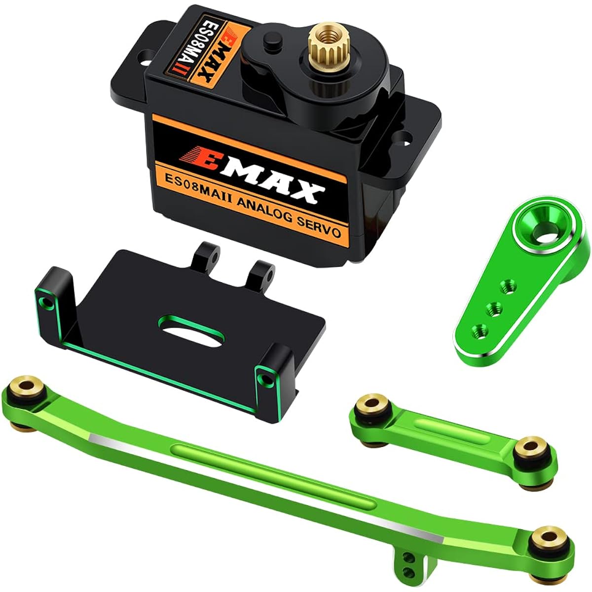 EPINON AXIAL SCX24 Servo Metal Gear EMAX Servo Steering Servo Servo Mount Bracket and Arm and Steering Link Set SCX24 Upgrade Parts (Green)